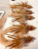 Clouser's JP Bunny Crustacean fly fishing lure, detailed close-up showing orange and white jig with bucktail and eyes.