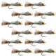 Flashback Gold Ribbed Hare's Ear Trout Fly 1 Dozen Nymph Wet Flies Size 10