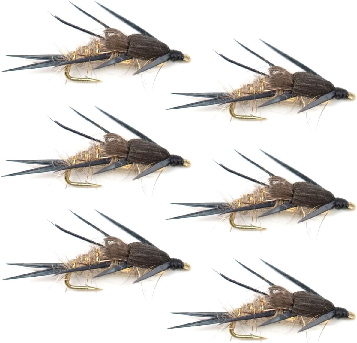 Double bead gold ribbed hare's ear nymph fly fishing fly for trout and bass, hook size 12, featuring a detailed wet fly design.