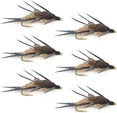 Double bead gold ribbed hare's ear nymph fly with hooks size 14, designed for trout and bass fishing, featuring realistic wet fly details.