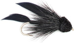 All-black Muddler Minnow Streamers fly set for trout fishing, size 4, featuring four wet flies by The Fly Fishing Place.