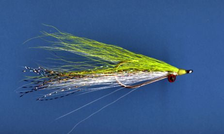 Bendback Clousers fly by Clouser's Fly Shop, featuring a weighted hook and colorful feathers for saltwater fishing.