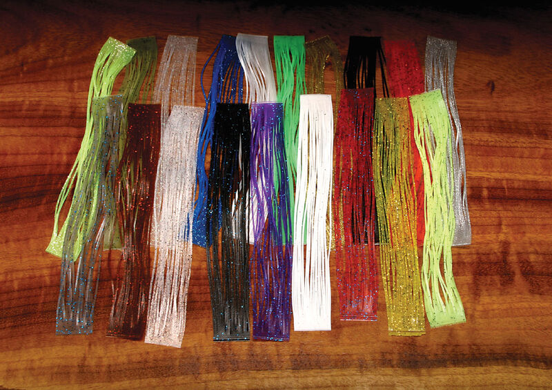 Clouser's Fly Shop Crazy Legs fly tying material in natural colors, featuring vibrant, flexible leg strands for fishing flies.
