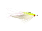 Fishing lure with white and green body on a white background