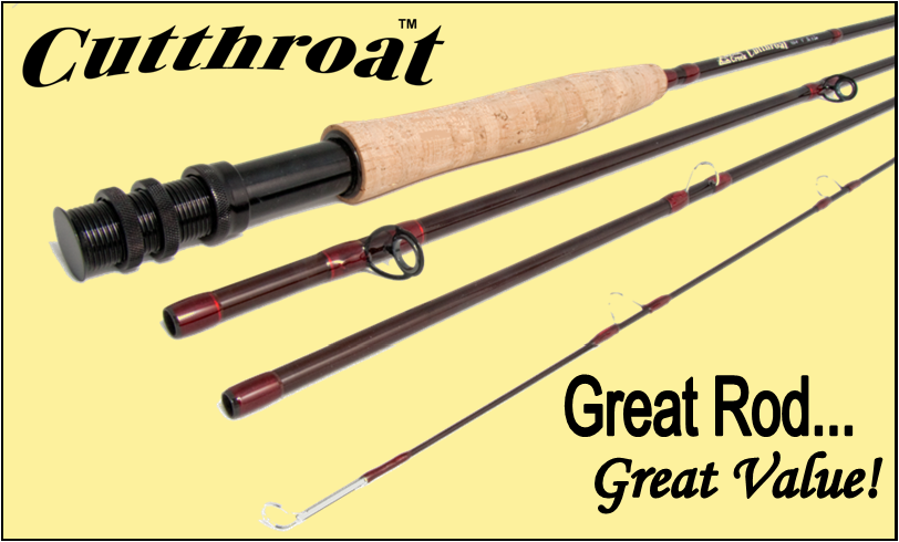 Stone Creek Outfitters Cutthroat Series fly rod with a sleek graphite blank and ergonomic handle, ready for freshwater fishing.