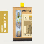 Six barbless Golden Stonefly BugCycle Fly Assortment by Postfly in a fly pack, featuring detailed golden stonefly patterns.