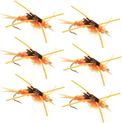Golden Kaufmann's Tungsten Bead Stonefly Wet Fly with rubber legs, size 8, designed for trout fishing, by The Fly Fishing Place.