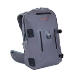 Jackson Hole Fly Company waterproof fishing backpack with multiple compartments and adjustable straps, designed for outdoor anglers.