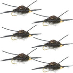 Gold bead Kaufmann's Black Stonefly wet fly with rubber legs, hook size 4, designed for trout fishing, by The Fly Fishing Place.