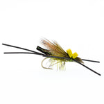 Close-up of a Long Tail Skwala Stone Fly Dry Trout Fly with a hook size 10, designed for trout fishing in freshwater.