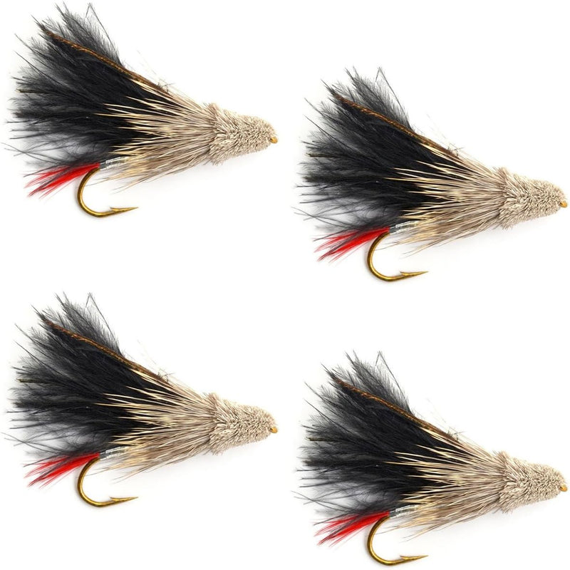 Black Marabou Muddler Minnow Streamer Fly - 4 Flies Size 4