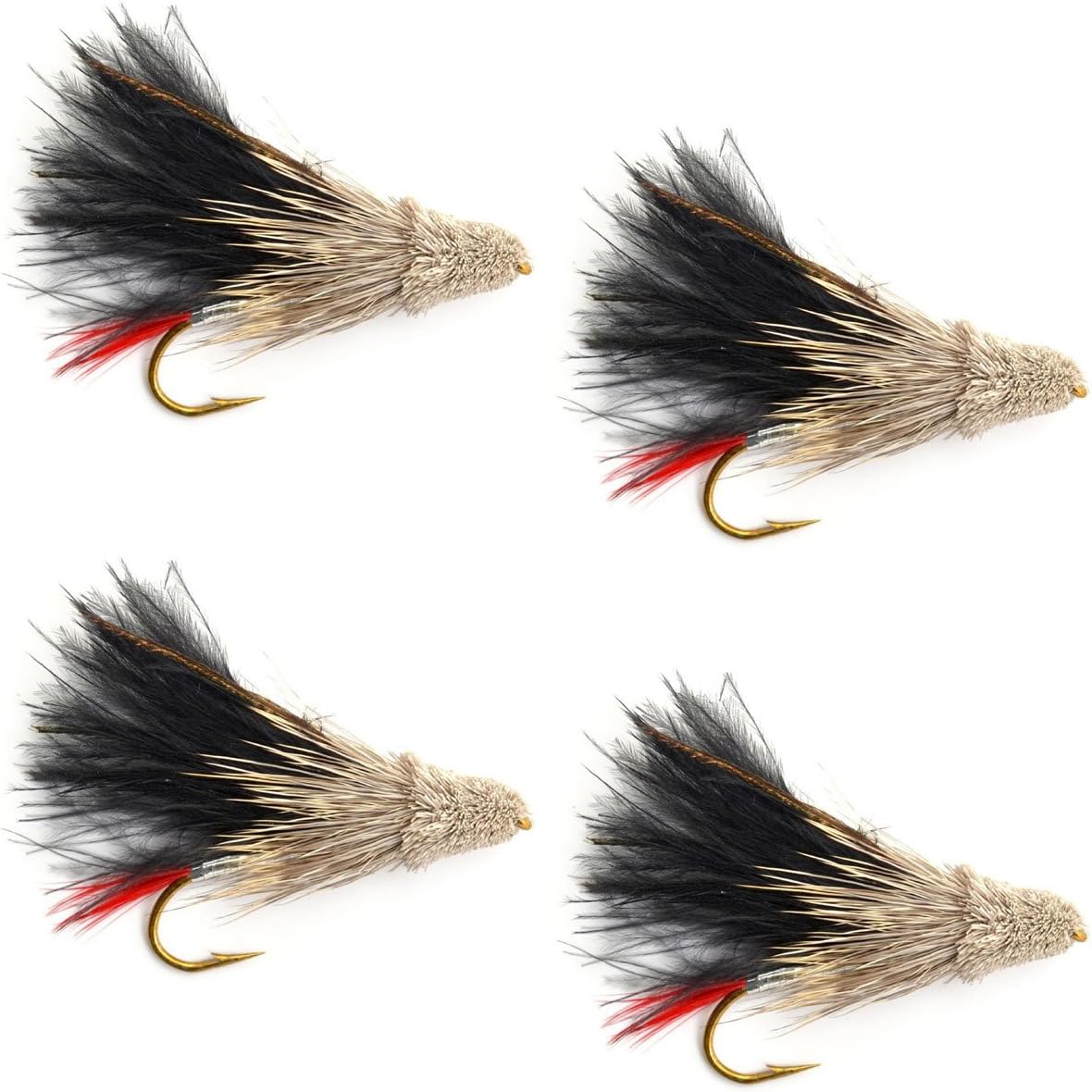 Black Marabou Muddler Minnow Streamer Fly - 4 Flies Size 8