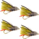Olive Marabou Muddler Minnow Streamer Fly - 4 Flies - Size 8