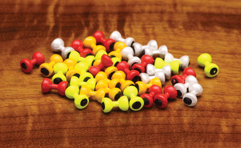 Painted lead eyes for fishing lures, designed by Clouser’s Fly Shop, featuring realistic detail on a lead weight for lure customization.