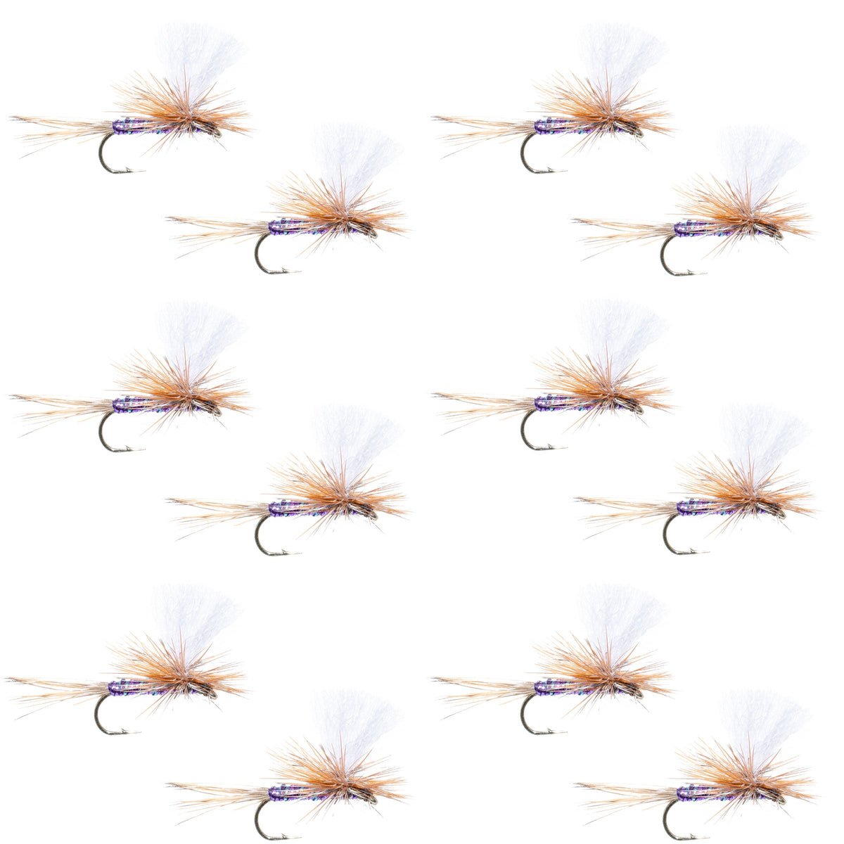 Purple Haze Dry Fly by The Fly Fishing Place, a size 12 trout dry fly with a vibrant purple and flash pattern for fishing success.