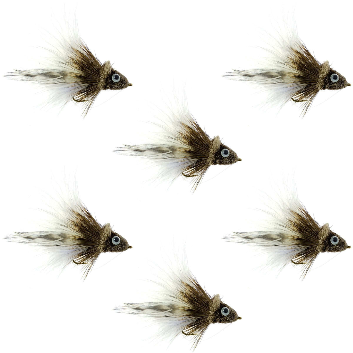 Deer Hair Dahlberg Diver bass fly with white marabou, size 4 hook, wide gape, weed guard for bass fishing.