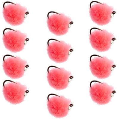 Tungsten Bead Tactical Euro Hot Pink Jig Egg Czech Nymph Fly, size 16, designed for trout fishing, barbless wet fly by The Fly Fishing Place.